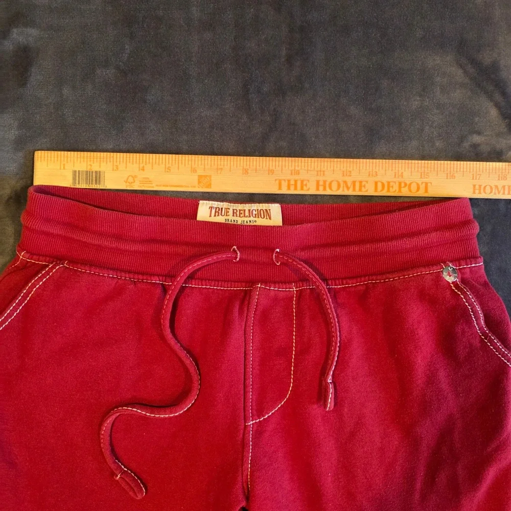 True Religion Super T Contrast Stitch Fleece Joggers Red Mens Medium Sweatpants